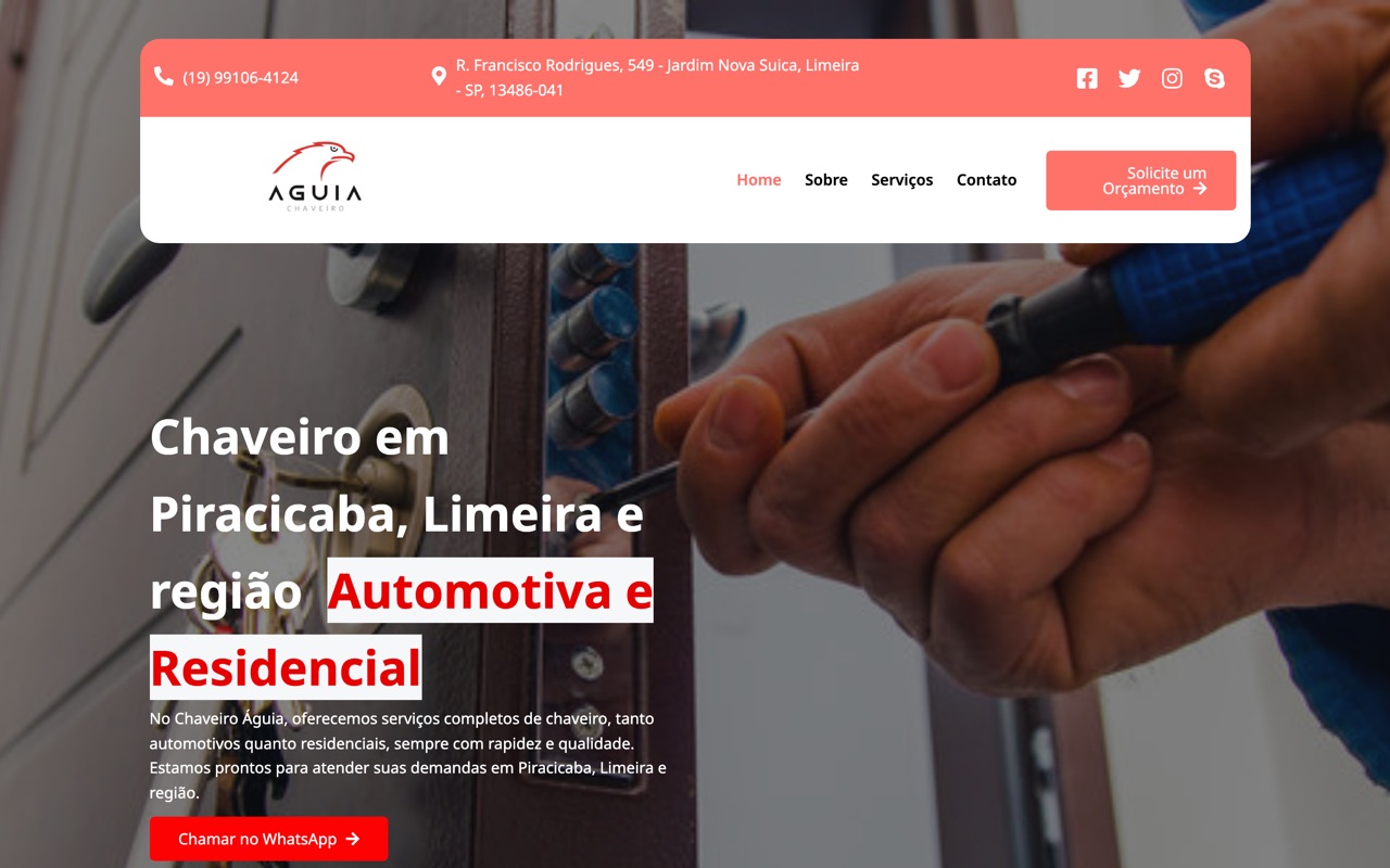 Site da Águia Chaveiro, criado pela Vinz