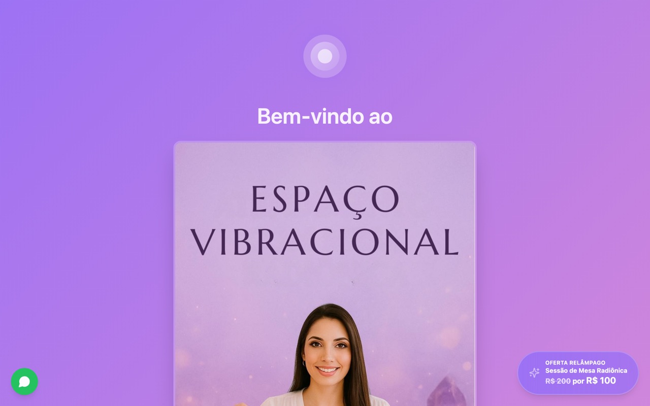 Site do Espaço Vibracional, criado pela Vinz